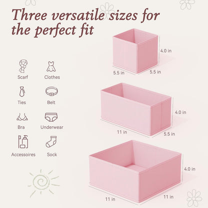 Drawer Organizer 18-Piece Set, Dresser Organizer for Baby Clothes, Foldable Closet Storage & Drawer Dividers for Underwear, Socks, Nursery (Beige)