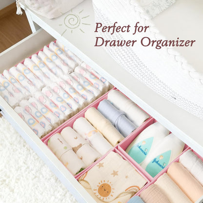 Drawer Organizer 18-Piece Set, Dresser Organizer for Baby Clothes, Foldable Closet Storage & Drawer Dividers for Underwear, Socks, Nursery (Beige)