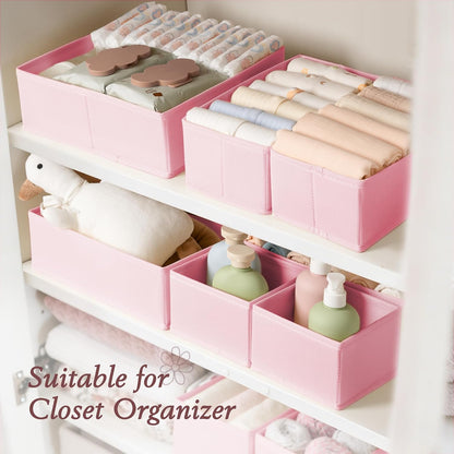 Drawer Organizer 18-Piece Set, Dresser Organizer for Baby Clothes, Foldable Closet Storage & Drawer Dividers for Underwear, Socks, Nursery (Beige)