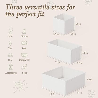 Drawer Organizer 18-Piece Set, Dresser Organizer for Baby Clothes, Foldable Closet Storage & Drawer Dividers for Underwear, Socks, Nursery (Beige)
