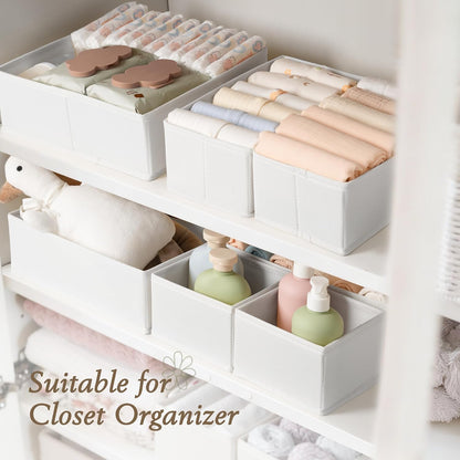 Drawer Organizer 18-Piece Set, Dresser Organizer for Baby Clothes, Foldable Closet Storage & Drawer Dividers for Underwear, Socks, Nursery (Beige)