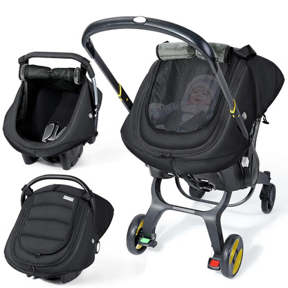 Baby Car Seat Cover with Breathable Mesh Window, Kick-Proof, Black