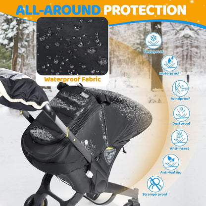 Baby Car Seat Cover with Breathable Mesh Window, Kick-Proof, Black
