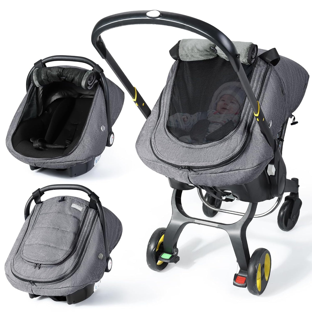Baby Car Seat Cover with Breathable Mesh Window, Kick-Proof, Black