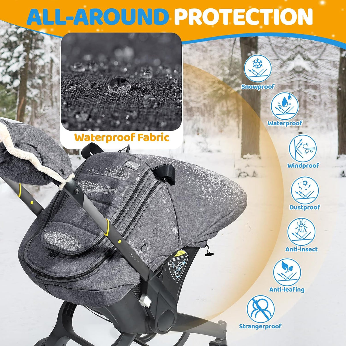 Baby Car Seat Cover with Breathable Mesh Window, Kick-Proof, Black