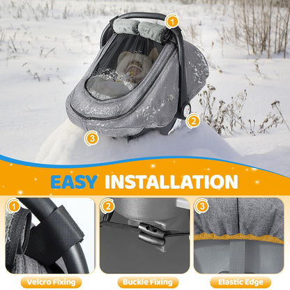 Baby Car Seat Cover with Breathable Mesh Window, Kick-Proof, Black