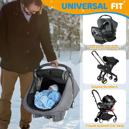 Baby Car Seat Cover with Breathable Mesh Window, Kick-Proof, Black