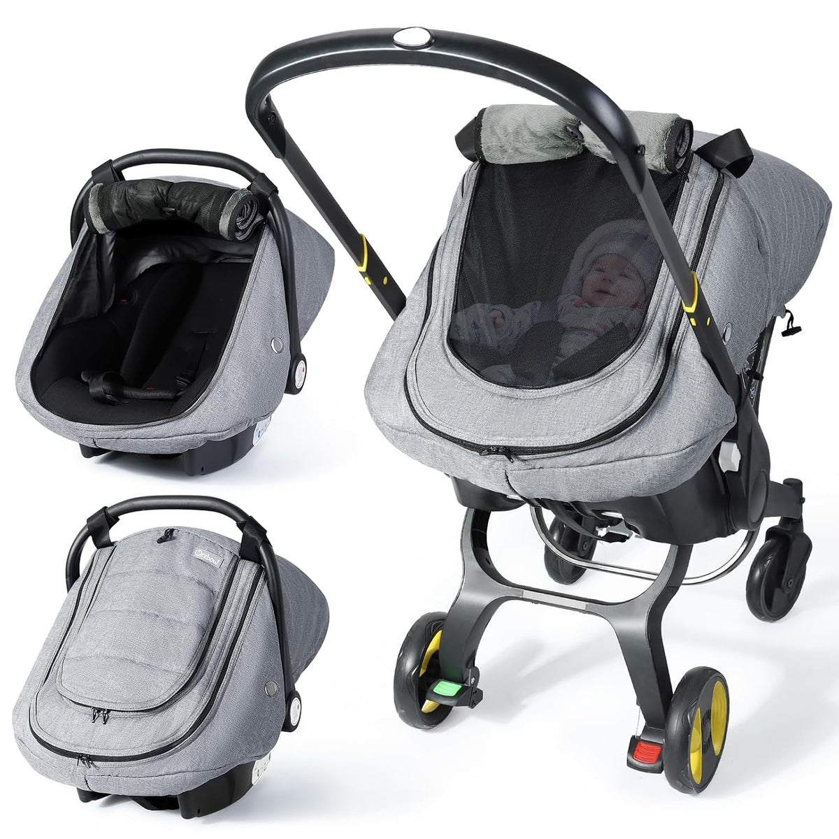 Baby Car Seat Cover with Breathable Mesh Window, Kick-Proof, Black