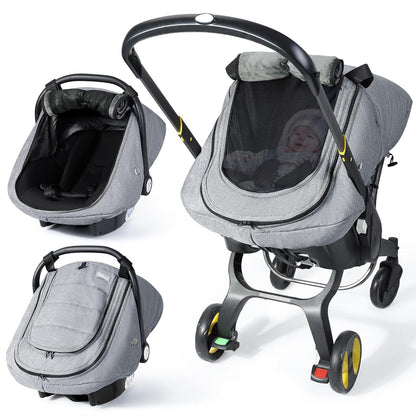 Baby Car Seat Cover with Breathable Mesh Window, Kick-Proof, Black
