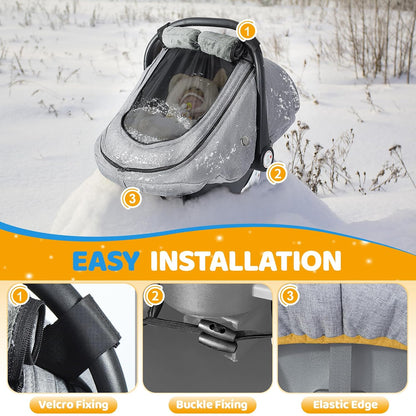 Baby Car Seat Cover with Breathable Mesh Window, Kick-Proof, Black