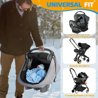Baby Car Seat Cover with Breathable Mesh Window, Kick-Proof, Black