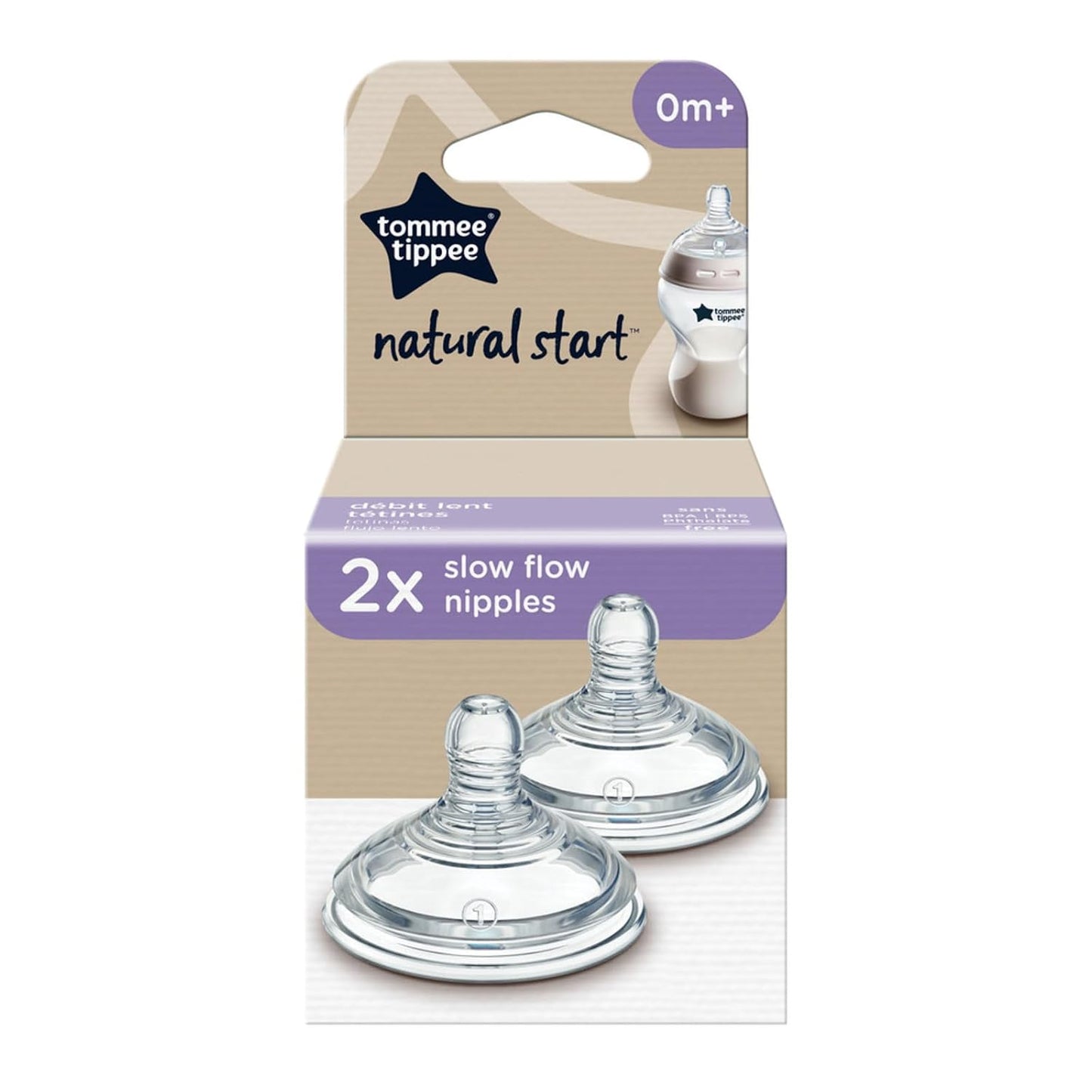Natural Start Bottle Nipples, Fast Flow, 6m+ | Pack of 6, Breast-Like for a Natural Latch, Anti-Colic Valve, Soft Silicone, BPA Free