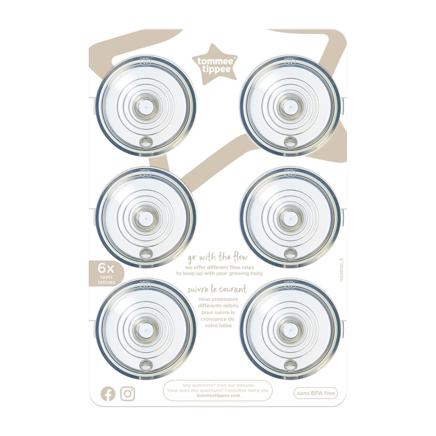 Natural Start Bottle Nipples, Fast Flow, 6m+ | Pack of 6, Breast-Like for a Natural Latch, Anti-Colic Valve, Soft Silicone, BPA Free