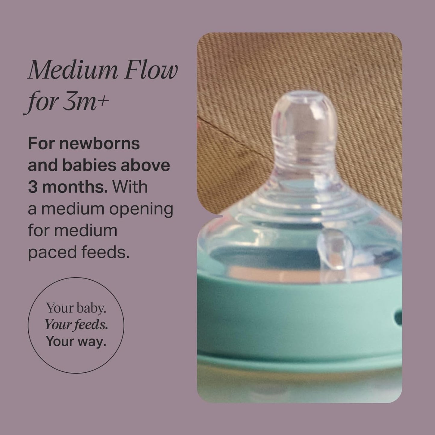 Natural Start Bottle Nipples, Fast Flow, 6m+ | Pack of 6, Breast-Like for a Natural Latch, Anti-Colic Valve, Soft Silicone, BPA Free