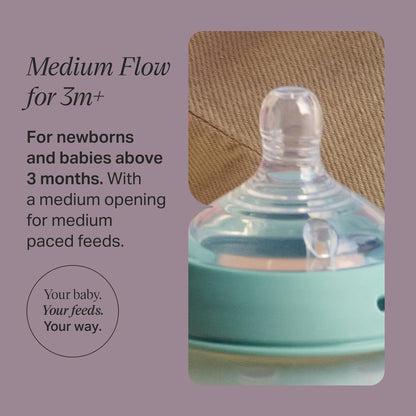 Natural Start Bottle Nipples, Fast Flow, 6m+ | Pack of 6, Breast-Like for a Natural Latch, Anti-Colic Valve, Soft Silicone, BPA Free