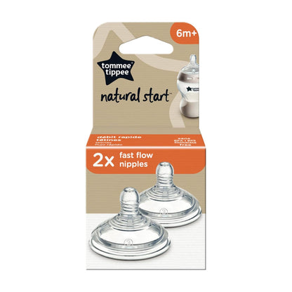 Natural Start Bottle Nipples, Fast Flow, 6m+ | Pack of 6, Breast-Like for a Natural Latch, Anti-Colic Valve, Soft Silicone, BPA Free