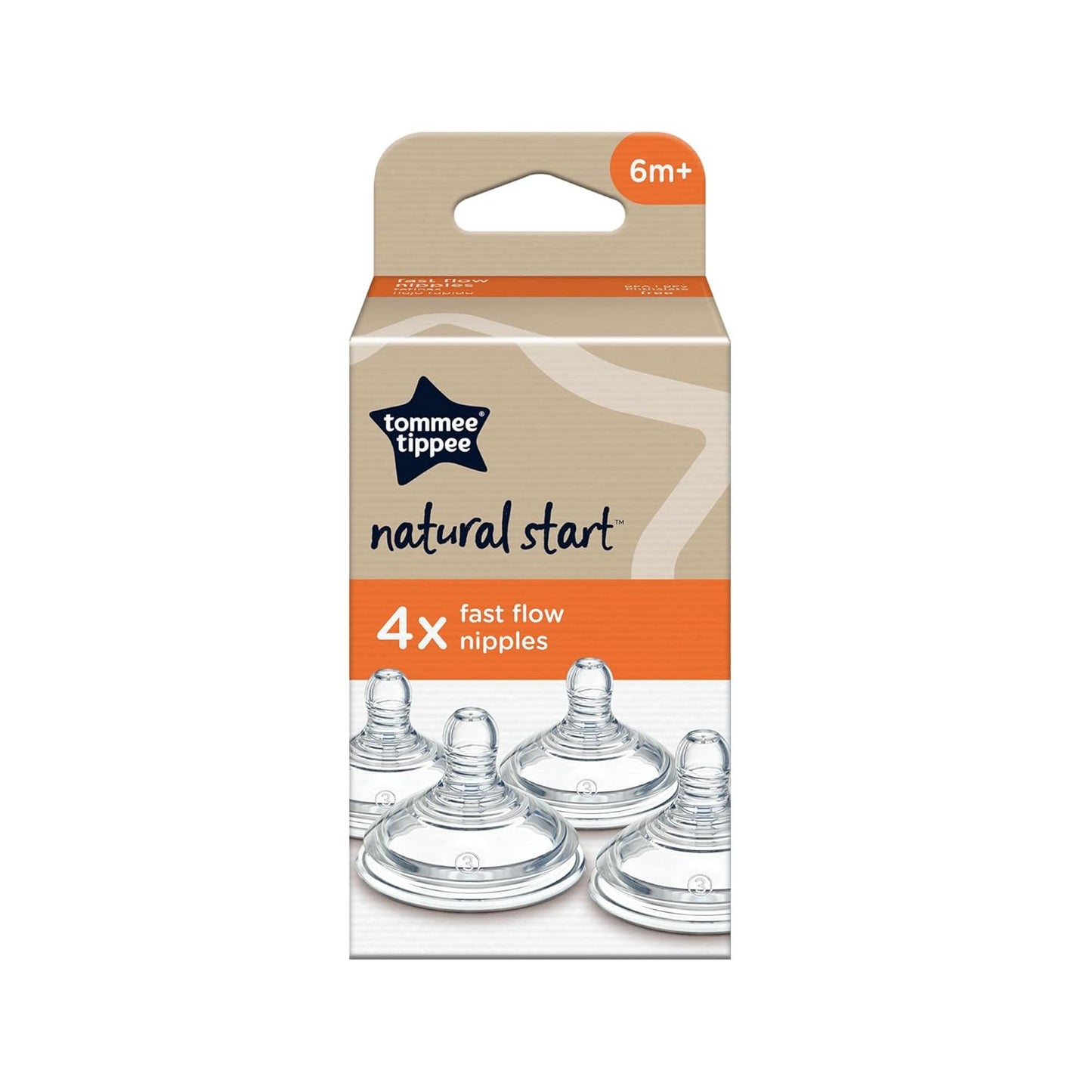 Natural Start Bottle Nipples, Fast Flow, 6m+ | Pack of 6, Breast-Like for a Natural Latch, Anti-Colic Valve, Soft Silicone, BPA Free
