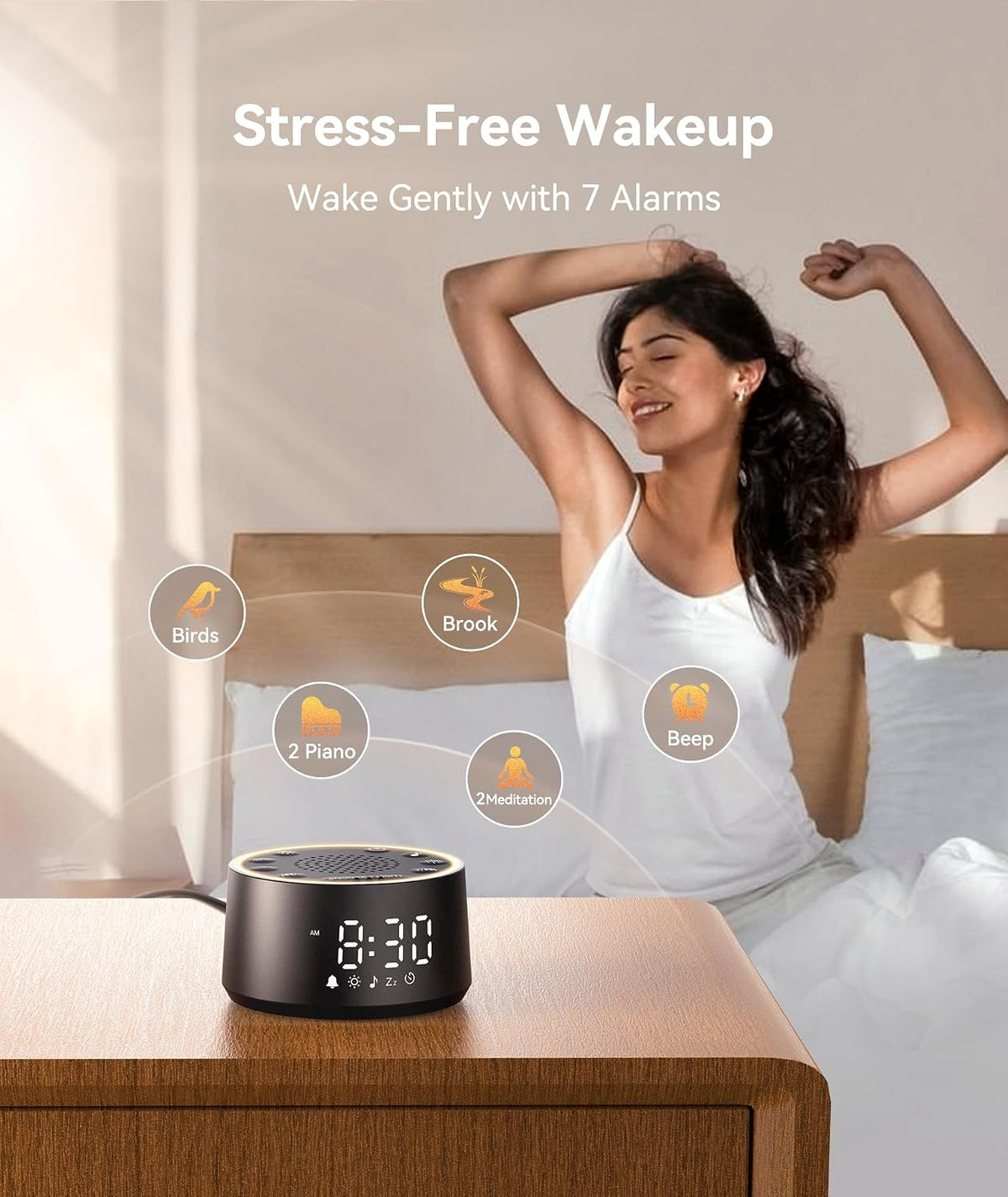 D1 Nova Sound Machine Alarm Clock for Sleep, White Noise