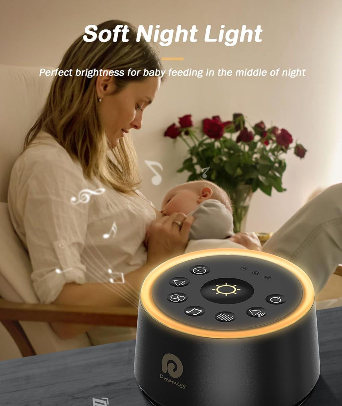 D1 Nova Sound Machine Alarm Clock for Sleep, White Noise