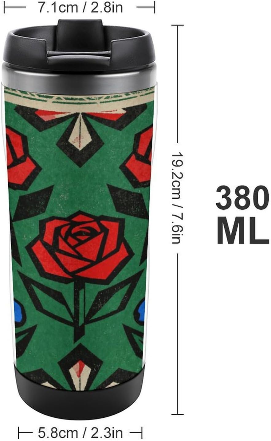 13oz Insulated Travel Coffee Mug Reusable Coffee Cup Water Bottle | Vivid Floral Clusters Travel Mug with Leak Proof Lid Double Wall Stainless Steel Coffee Tumbler Personalized Gift