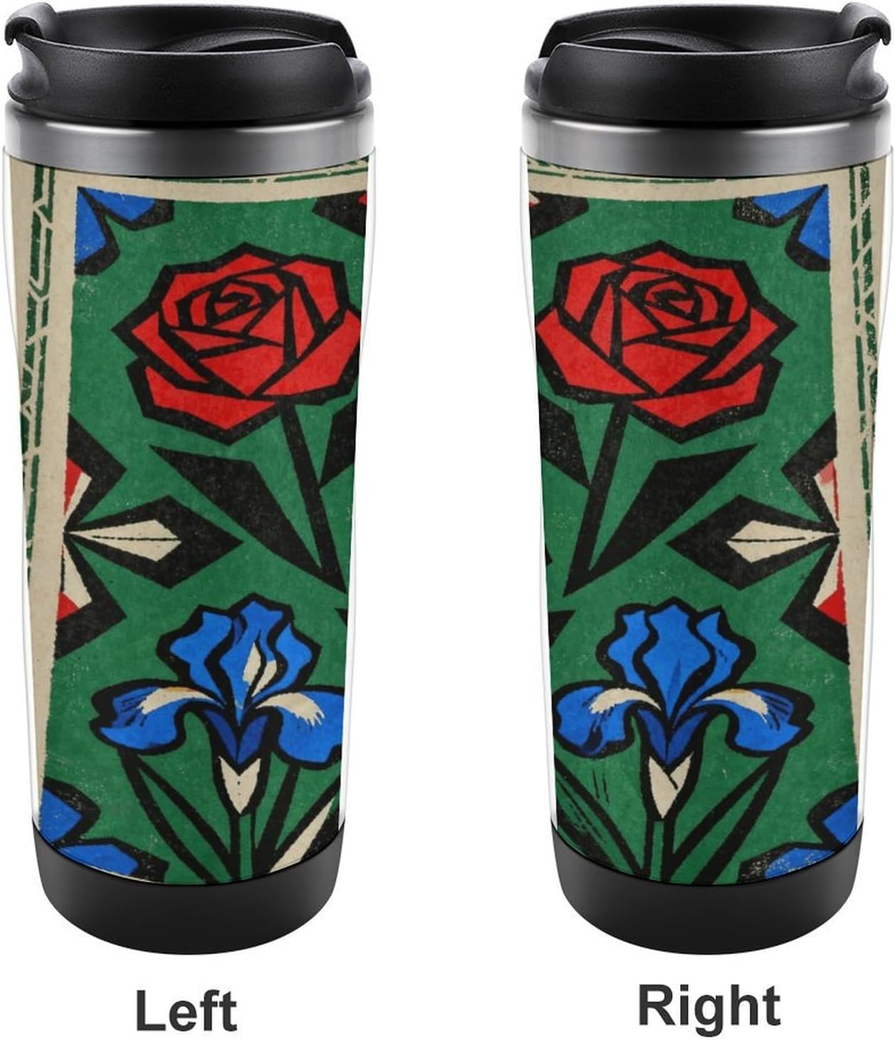 13oz Insulated Travel Coffee Mug Reusable Coffee Cup Water Bottle | Vivid Floral Clusters Travel Mug with Leak Proof Lid Double Wall Stainless Steel Coffee Tumbler Personalized Gift