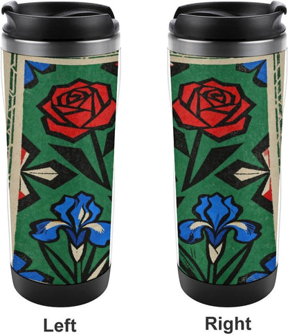 13oz Insulated Travel Coffee Mug Reusable Coffee Cup Water Bottle | Vivid Floral Clusters Travel Mug with Leak Proof Lid Double Wall Stainless Steel Coffee Tumbler Personalized Gift
