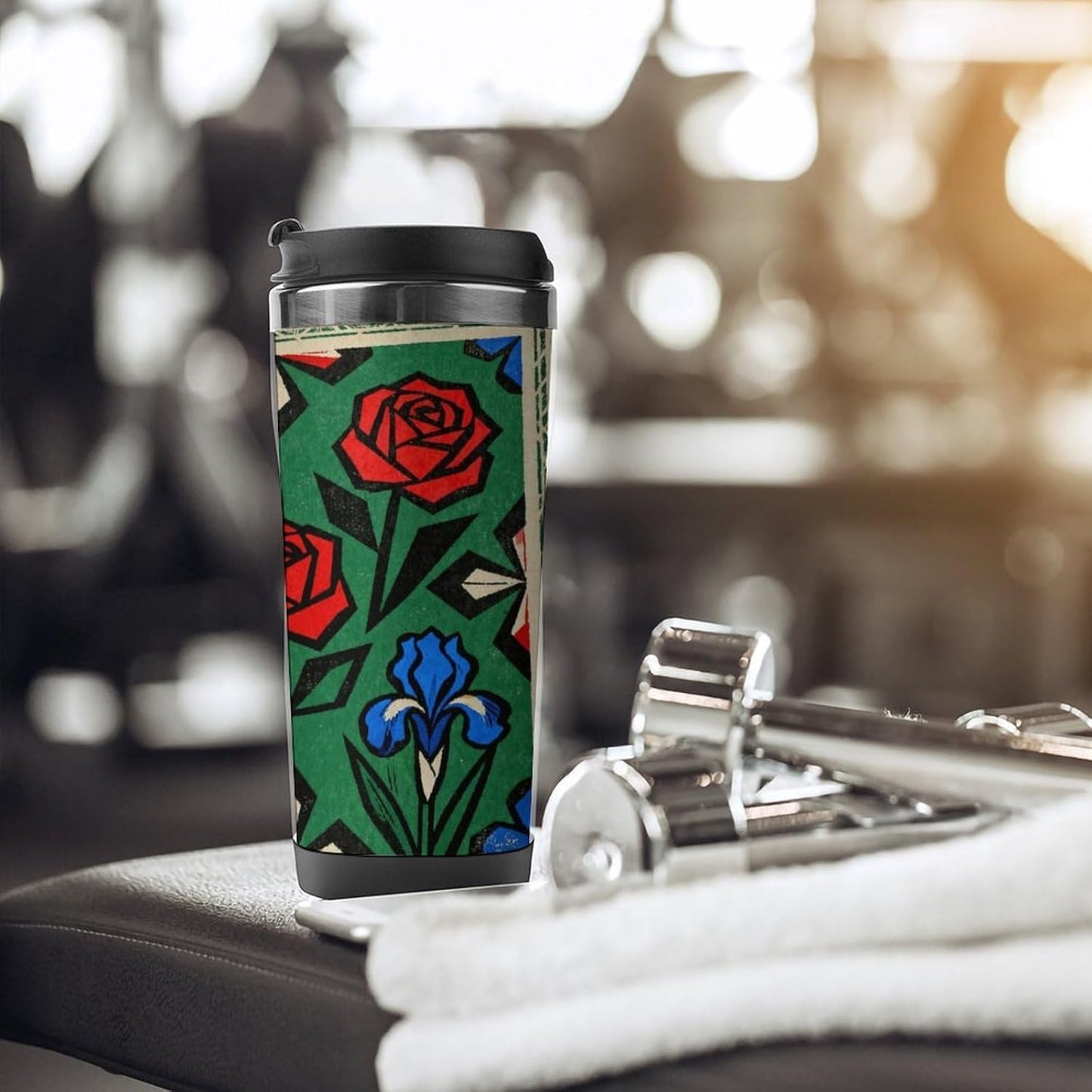 13oz Insulated Travel Coffee Mug Reusable Coffee Cup Water Bottle | Vivid Floral Clusters Travel Mug with Leak Proof Lid Double Wall Stainless Steel Coffee Tumbler Personalized Gift