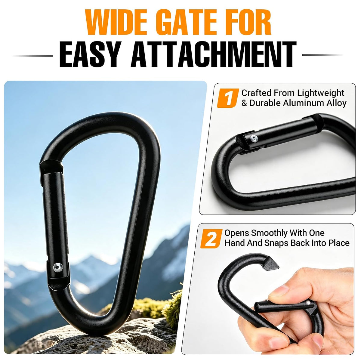 Stroller Hooks for Bags, 4 Pack Adjustable Stroller Carabiner Clips