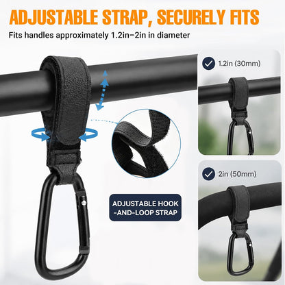 Stroller Hooks for Bags, 4 Pack Adjustable Stroller Carabiner Clips