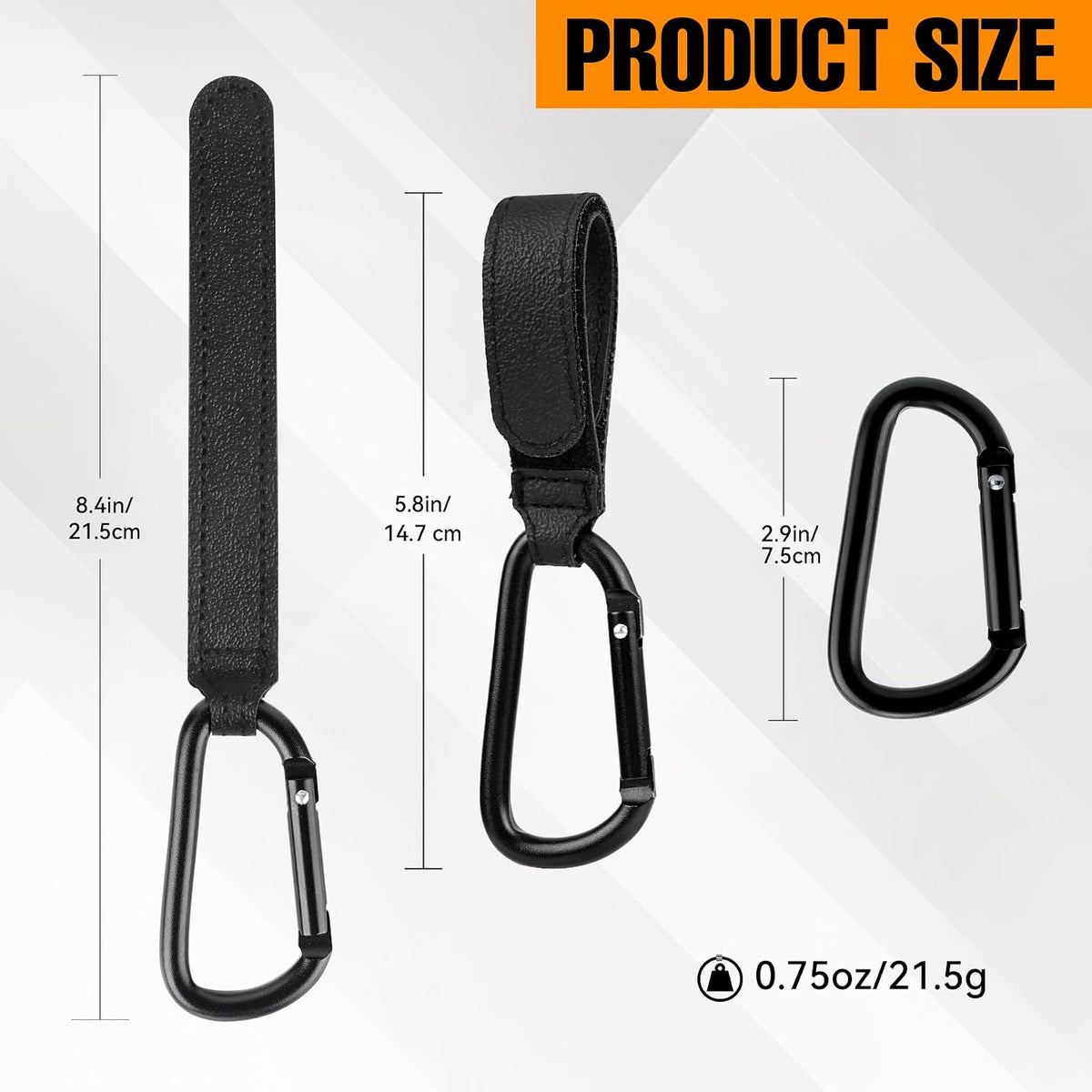 Stroller Hooks for Bags, 4 Pack Adjustable Stroller Carabiner Clips