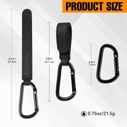 Stroller Hooks for Bags, 4 Pack Adjustable Stroller Carabiner Clips