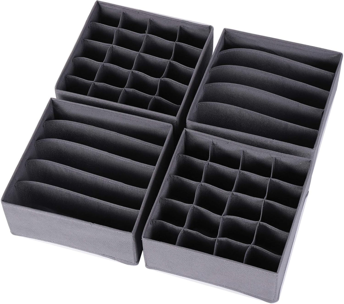 4 Pack Foldable Cloth Storage Box Closet Dresser Drawer Organizer Fabric Baskets Bins Containers Divider for Clothes Underwear Bras Socks Lingerie Clothing, Dark Grey 22-0000