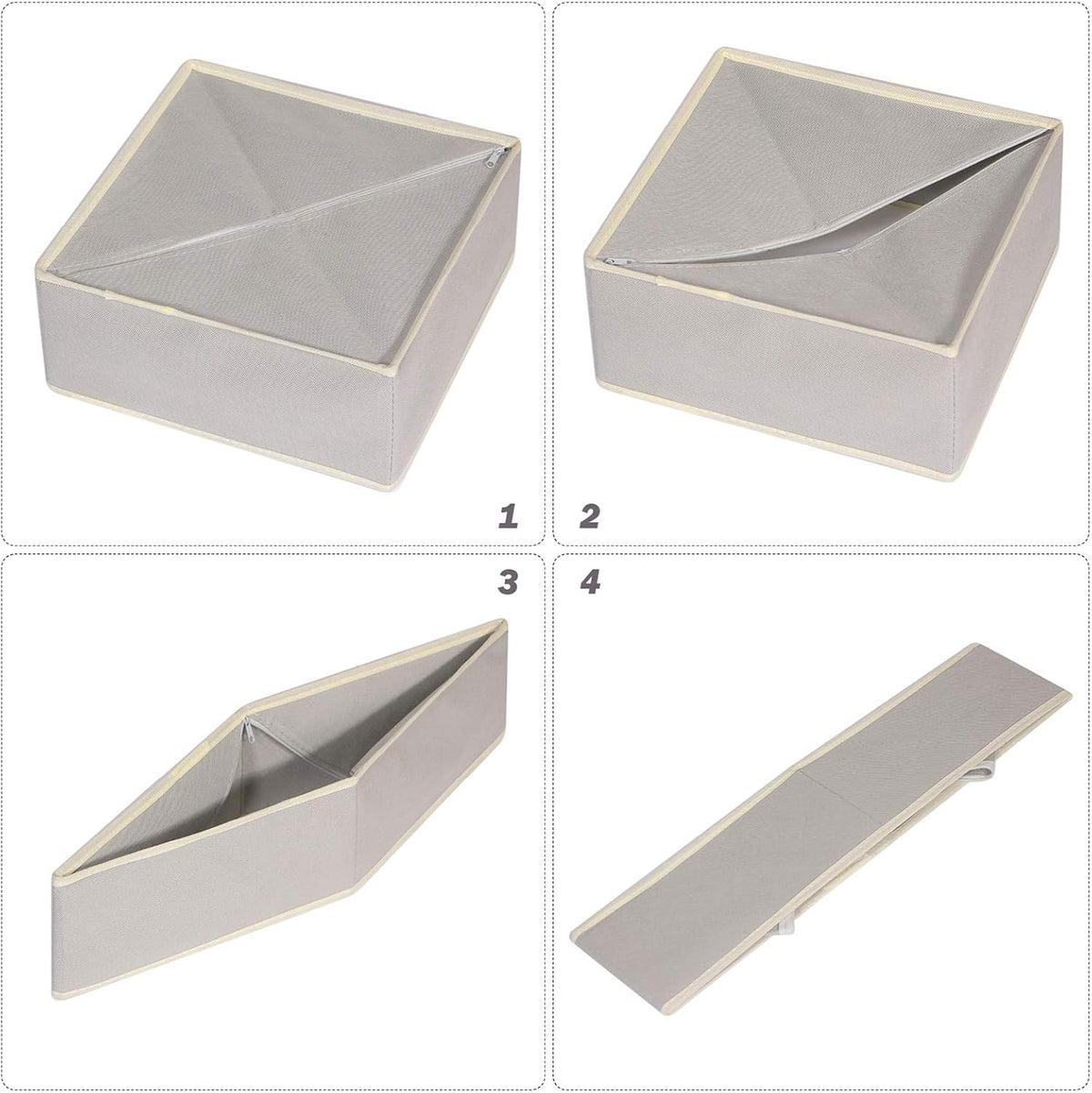 4 Pack Foldable Cloth Storage Box Closet Dresser Drawer Organizer Fabric Baskets Bins Containers Divider for Clothes Underwear Bras Socks Lingerie Clothing, Dark Grey 22-0000