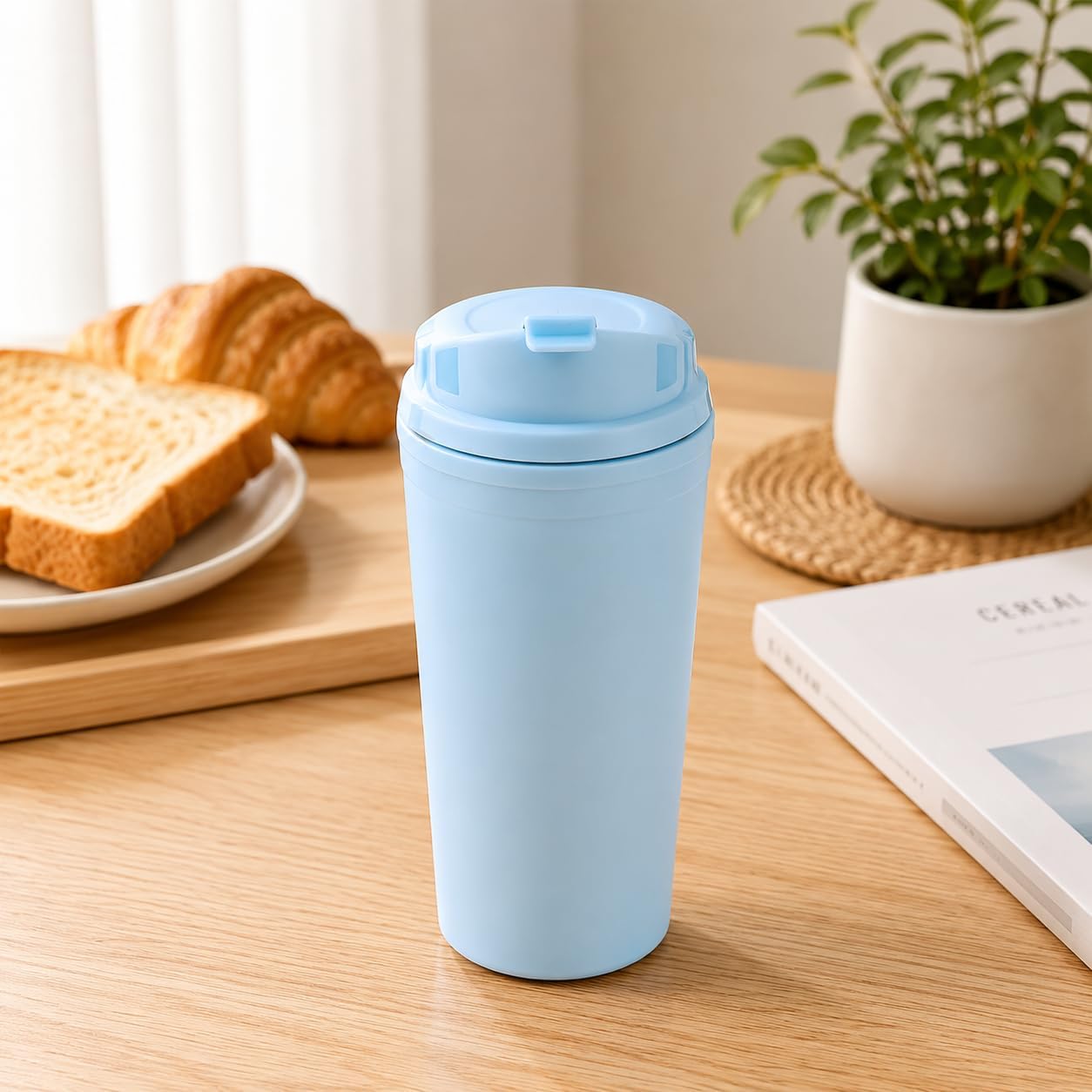 Coffee Cup 650ml – Blue Insulated Travel Mug with Leak-Proof Flip Lid