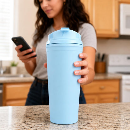 Coffee Cup 650ml – Blue Insulated Travel Mug with Leak-Proof Flip Lid
