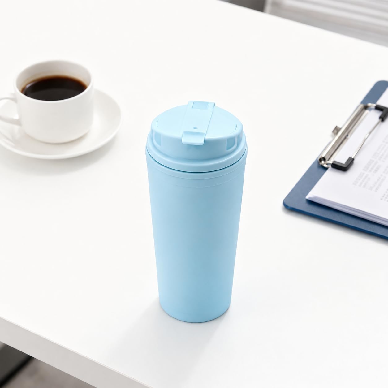 Coffee Cup 650ml – Blue Insulated Travel Mug with Leak-Proof Flip Lid