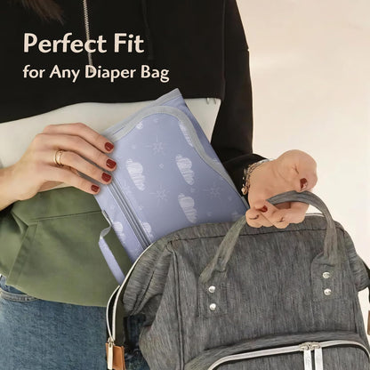 Anti Roll Diaper Changing Pad Mat with Swaddle Strap 3-in-1 Portable Waterproof Foldable Travel Station Built-in Pillow, Wipes Holder, Storage Pockets, Shower Gift for Newborns Girls,Boys
