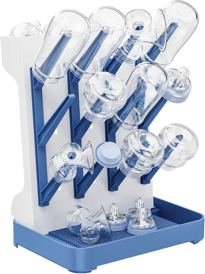 Baby Bottle Drying Rack, Space Saving Vertical Bottle Dryer Holder | Standing Bottle Drying Rack for Countertop Kitchen Organize Bottles, Brushes, Baby Accessories, Blue