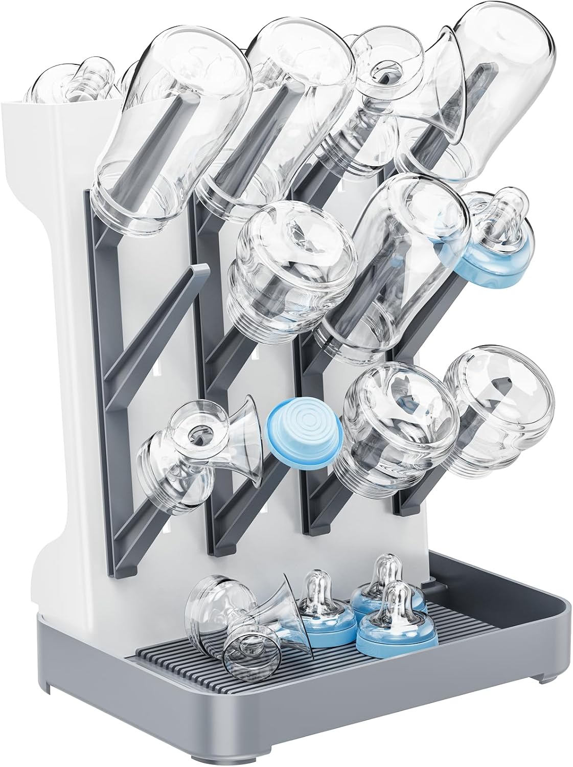 Baby Bottle Drying Rack, Space Saving Vertical Bottle Dryer Holder | Standing Bottle Drying Rack for Countertop Kitchen Organize Bottles, Brushes, Baby Accessories, Blue