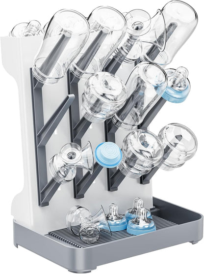 Baby Bottle Drying Rack, Space Saving Vertical Bottle Dryer Holder | Standing Bottle Drying Rack for Countertop Kitchen Organize Bottles, Brushes, Baby Accessories, Blue