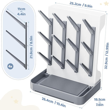 Baby Bottle Drying Rack, Space Saving Vertical Bottle Dryer Holder | Standing Bottle Drying Rack for Countertop Kitchen Organize Bottles, Brushes, Baby Accessories, Blue