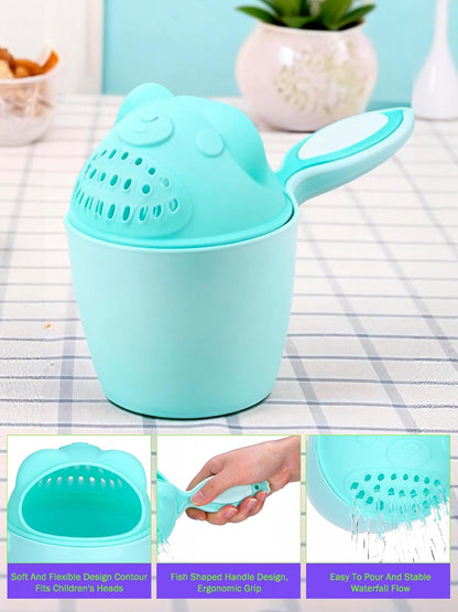 Detachable Tear-Free Waterfall Baby Rinse Cup, Shampoo Flusher for Hair Bathing (Green)