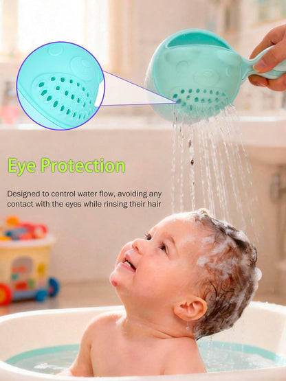 Detachable Tear-Free Waterfall Baby Rinse Cup, Shampoo Flusher for Hair Bathing (Green)