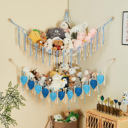 Stuffed Animal Storage Hammock with Wooden Beads and Tassels