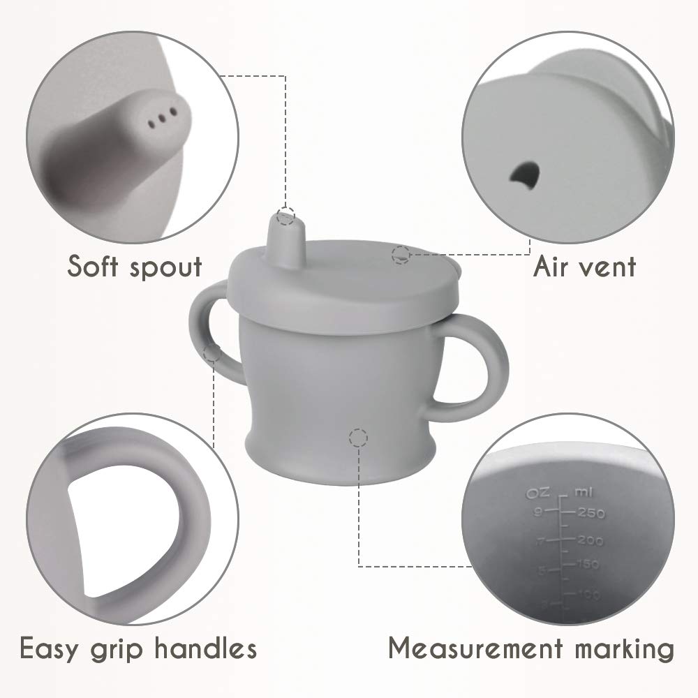 Baby Fruit Food Feeder & Silicone Sip-N-Snack Cup(Slate Grey & Grey)