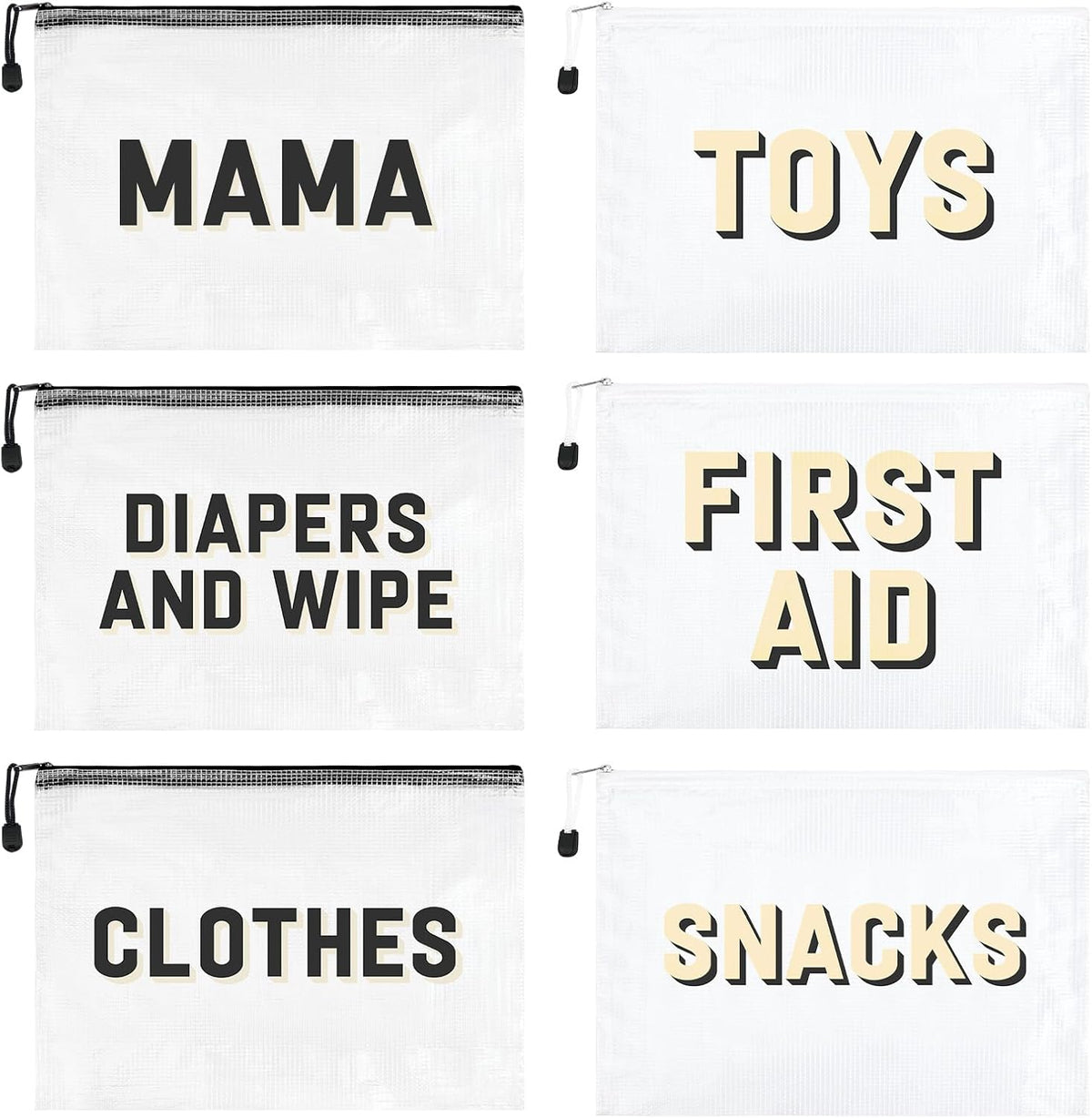 6pcs Hospital Diaper Bag Organizing Pouches for Labor and Delivery, Maternity Essentials Diaper Bag Organizer for Mommy Travel - Blue/Yellow