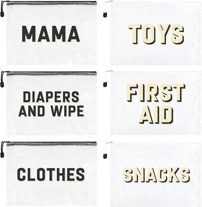 6pcs Hospital Diaper Bag Organizing Pouches for Labor and Delivery, Maternity Essentials Diaper Bag Organizer for Mommy Travel - Blue/Yellow