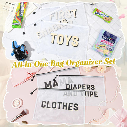 6pcs Hospital Diaper Bag Organizing Pouches for Labor and Delivery, Maternity Essentials Diaper Bag Organizer for Mommy Travel - Blue/Yellow