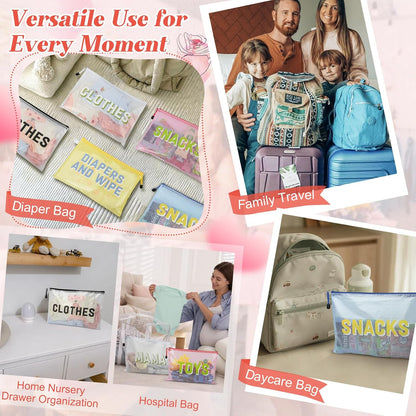 6pcs Hospital Diaper Bag Organizing Pouches for Labor and Delivery, Maternity Essentials Diaper Bag Organizer for Mommy Travel - Blue/Yellow