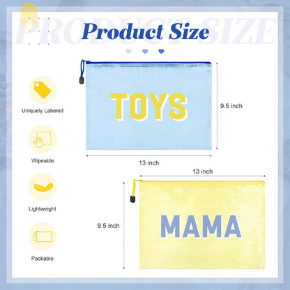 6pcs Hospital Diaper Bag Organizing Pouches for Labor and Delivery, Maternity Essentials Diaper Bag Organizer for Mommy Travel - Blue/Yellow